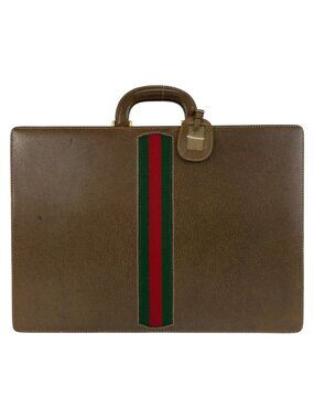 Gucci Vintage Sherry Line Brown Leather 20 Briefcase Attache Case
